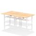 Air Back-to-Back 1400 x 800mm Height Adjustable 4 Person Bench Desk Maple Top with Scalloped Edge White Frame HA02068
