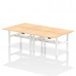 Air Back-to-Back 1400 x 800mm Height Adjustable 4 Person Office Bench Desk Maple Top with Scalloped Edge White Frame HA02068