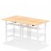 Air Back-to-Back 1400 x 800mm Height Adjustable 4 Person Office Bench Desk Maple Top with Scalloped Edge White Frame HA02068