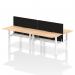 Air Back-to-Back 1400 x 800mm Height Adjustable 4 Person Office Bench Desk Maple Top with Scalloped Edge White Frame with Black Straight Screen HA02069