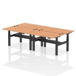 Air Back-to-Back 1400 x 800mm Height Adjustable 4 Person Bench Desk Oak Top with Cable Ports Black Frame HA02070