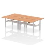 Air Back-to-Back 1400 x 800mm Height Adjustable 4 Person Bench Desk Oak Top with Cable Ports Silver Frame HA02072