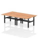 Air Back-to-Back 1400 x 800mm Height Adjustable 4 Person Bench Desk Oak Top with Scalloped Edge Black Frame HA02076