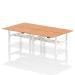 Air Back-to-Back 1400 x 800mm Height Adjustable 4 Person Bench Desk Oak Top with Scalloped Edge White Frame HA02080