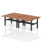 Air Back-to-Back 1400 x 800mm Height Adjustable 4 Person Bench Desk Walnut Top with Cable Ports Black Frame HA02082