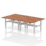 Air Back-to-Back 1400 x 800mm Height Adjustable 4 Person Bench Desk Walnut Top with Cable Ports Silver Frame HA02084