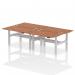 Air Back-to-Back 1400 x 800mm Height Adjustable 4 Person Office Bench Desk Walnut Top with Cable Ports Silver Frame HA02084