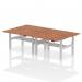 Air Back-to-Back 1400 x 800mm Height Adjustable 4 Person Office Bench Desk Walnut Top with Scalloped Edge Silver Frame HA02090