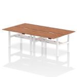 Air Back-to-Back 1400 x 800mm Height Adjustable 4 Person Bench Desk Walnut Top with Scalloped Edge White Frame HA02092