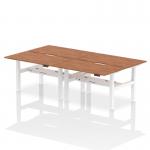 Air Back-to-Back 1400 x 800mm Height Adjustable 4 Person Office Bench Desk Walnut Top with Scalloped Edge White Frame HA02092