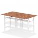 Air Back-to-Back 1400 x 800mm Height Adjustable 4 Person Office Bench Desk Walnut Top with Scalloped Edge White Frame HA02092