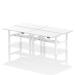 Air Back-to-Back 1400 x 800mm Height Adjustable 4 Person Bench Desk White Top with Cable Ports White Frame HA02098