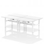 Air Back-to-Back 1400 x 800mm Height Adjustable 4 Person Office Bench Desk White Top with Cable Ports White Frame HA02098