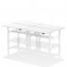 Air Back-to-Back 1400 x 800mm Height Adjustable 4 Person Office Bench Desk White Top with Cable Ports White Frame HA02098