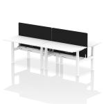Air Back-to-Back 1400 x 800mm Height Adjustable 4 Person Bench Desk White Top with Cable Ports White Frame with Black Straight Screen HA02099