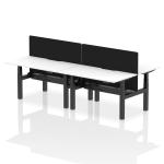 Air Back-to-Back 1400 x 800mm Height Adjustable 4 Person Bench Desk White Top with Scalloped Edge Black Frame with Black Straight Screen HA02101