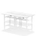 Air Back-to-Back 1400 x 800mm Height Adjustable 4 Person Bench Desk White Top with Scalloped Edge White Frame HA02104