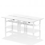 Air Back-to-Back 1400 x 800mm Height Adjustable 4 Person Office Bench Desk White Top with Scalloped Edge White Frame HA02104