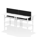Air Back-to-Back 1400 x 800mm Height Adjustable 4 Person Bench Desk White Top with Scalloped Edge White Frame with Black Straight Screen HA02105