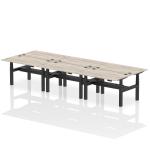 Air Back-to-Back 1400 x 800mm Height Adjustable 6 Person Bench Desk Grey Oak Top with Cable Ports Black Frame HA02118