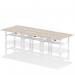 Air Back-to-Back 1400 x 800mm Height Adjustable 6 Person Bench Desk Grey Oak Top with Cable Ports White Frame HA02122