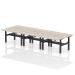 Air Back-to-Back 1400 x 800mm Height Adjustable 6 Person Bench Desk Grey Oak Top with Scalloped Edge Black Frame HA02124