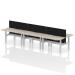 Air Back-to-Back 1400 x 800mm Height Adjustable 6 Person Bench Desk Grey Oak Top with Scalloped Edge Silver Frame with Black Straight Screen HA02127