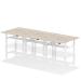 Air Back-to-Back 1400 x 800mm Height Adjustable 6 Person Bench Desk Grey Oak Top with Scalloped Edge White Frame HA02128