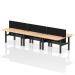 Air Back-to-Back 1400 x 800mm Height Adjustable 6 Person Bench Desk Maple Top with Cable Ports Black Frame with Black Straight Screen HA02131