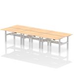 Air Back-to-Back 1400 x 800mm Height Adjustable 6 Person Bench Desk Maple Top with Cable Ports Silver Frame HA02132