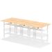 Air Back-to-Back 1400 x 800mm Height Adjustable 6 Person Bench Desk Maple Top with Cable Ports White Frame HA02134