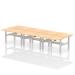 Air Back-to-Back 1400 x 800mm Height Adjustable 6 Person Bench Desk Maple Top with Scalloped Edge Silver Frame HA02138