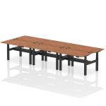 Air Back-to-Back 1400 x 800mm Height Adjustable 6 Person Bench Desk Walnut Top with Cable Ports Black Frame HA02154