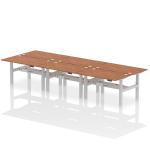 Air Back-to-Back 1400 x 800mm Height Adjustable 6 Person Bench Desk Walnut Top with Cable Ports Silver Frame HA02156