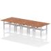 Air Back-to-Back 1400 x 800mm Height Adjustable 6 Person Bench Desk Walnut Top with Scalloped Edge Silver Frame HA02162