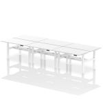 Air Back-to-Back 1400 x 800mm Height Adjustable 6 Person Bench Desk White Top with Cable Ports White Frame HA02170