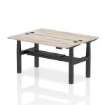 Air Back-to-Back 1600 x 600mm Height Adjustable 2 Person Bench Desk Grey Oak Top with Cable Ports Black Frame HA02184
