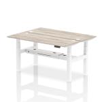 Air Back-to-Back 1600 x 600mm Height Adjustable 2 Person Bench Desk Grey Oak Top with Cable Ports White Frame HA02188