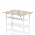 Air Back-to-Back 1600 x 600mm Height Adjustable 2 Person Bench Desk Grey Oak Top with Cable Ports White Frame HA02188