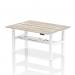 Air Back-to-Back 1600 x 600mm Height Adjustable 2 Person Bench Desk Grey Oak Top with Cable Ports White Frame HA02188