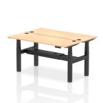 Air Back-to-Back 1600 x 600mm Height Adjustable 2 Person Bench Desk Maple Top with Cable Ports Black Frame HA02190