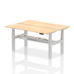 Air Back-to-Back 1600 x 600mm Height Adjustable 2 Person Bench Desk Maple Top with Cable Ports Silver Frame HA02192