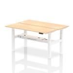 Air Back-to-Back 1600 x 600mm Height Adjustable 2 Person Bench Desk Maple Top with Cable Ports White Frame HA02194