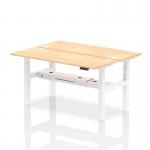 Air Back-to-Back 1600 x 600mm Height Adjustable 2 Person Office Bench Desk Maple Top with Cable Ports White Frame HA02194