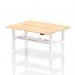 Air Back-to-Back 1600 x 600mm Height Adjustable 2 Person Office Bench Desk Maple Top with Cable Ports White Frame HA02194