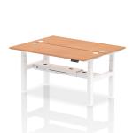 Air Back-to-Back 1600 x 600mm Height Adjustable 2 Person Bench Desk Oak Top with Cable Ports White Frame HA02200