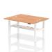 Air Back-to-Back 1600 x 600mm Height Adjustable 2 Person Bench Desk Oak Top with Cable Ports White Frame HA02200