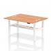 Air Back-to-Back 1600 x 600mm Height Adjustable 2 Person Office Bench Desk Oak Top with Cable Ports White Frame HA02200