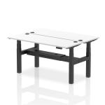 Air Back-to-Back 1600 x 600mm Height Adjustable 2 Person Bench Desk White Top with Cable Ports Black Frame HA02208