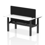 Air Back-to-Back 1600 x 600mm Height Adjustable 2 Person Bench Desk White Top with Cable Ports Black Frame with Black Straight Screen HA02209